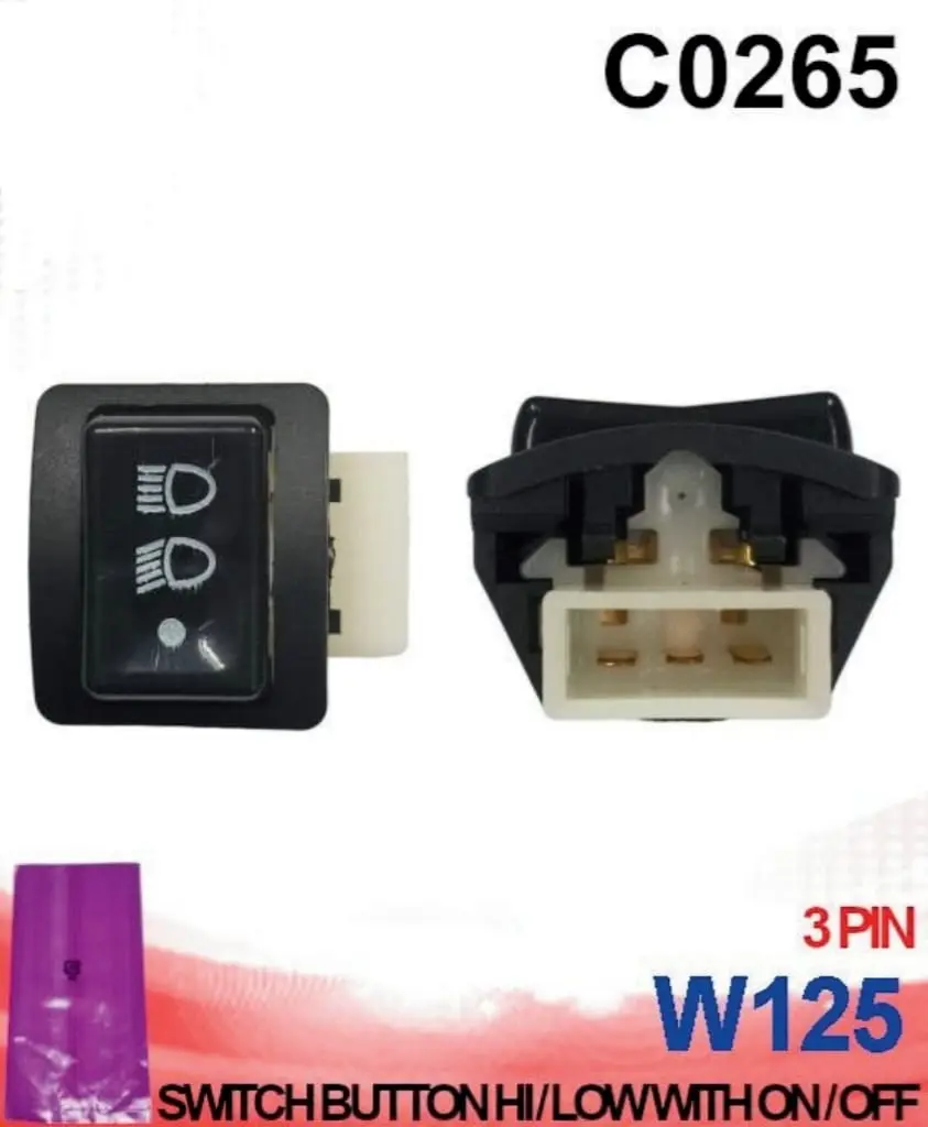 SWITCH BUTTON HI / LOW WITH ON / OFF - WAVE125 (3 PIN)